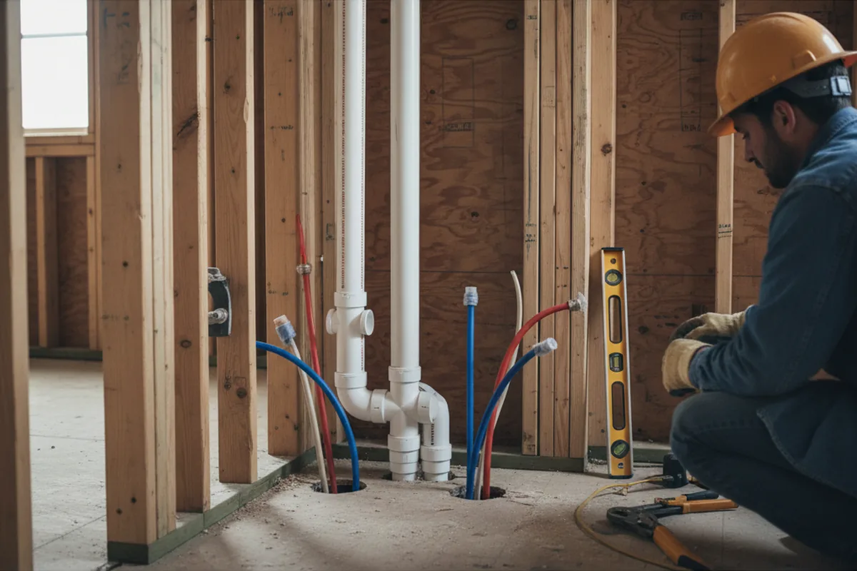 Drain and supply rough-in during Leak Detection in Conneaut