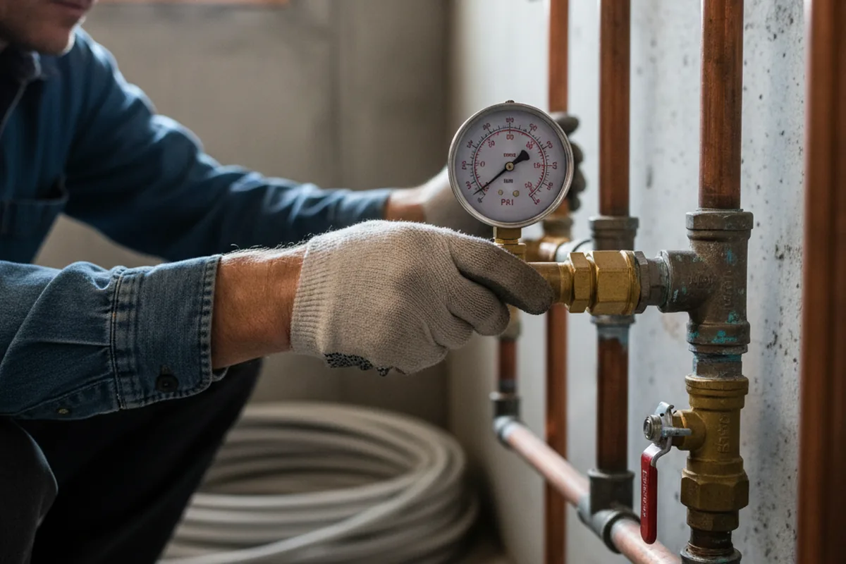 Pressure testing a repaired line during Water Line Repair in Conneaut